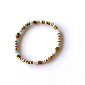 Bracelet élastique rondelle pierre naturelle peau de serpent et hématite