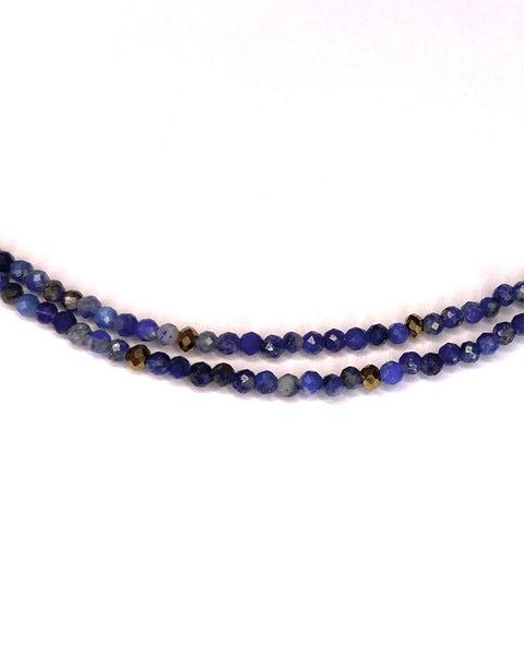 Collier 3 en 1 Lapis lazuli bleu clair