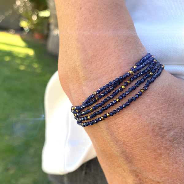 Bracelet 3 en 1 Lapis Lazuli foncé