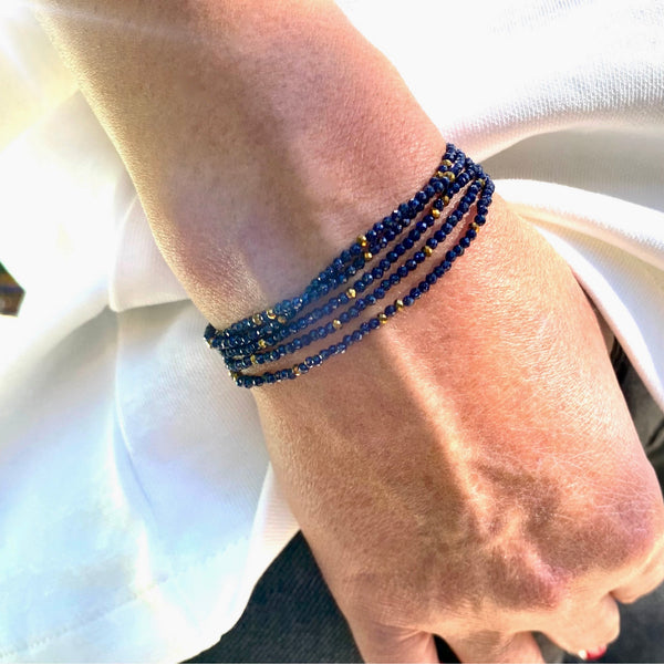 Bracelet 3 en 1 Lapis Lazuli foncé