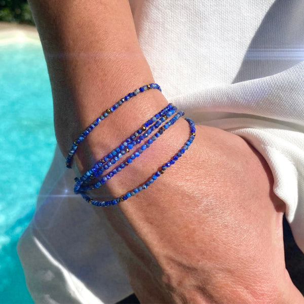 Bracelet 3 en 1 Lapis lazuli bleu clair Prix régulier