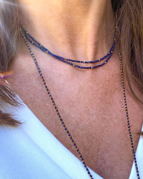 Collier 3 en 1 Lapis Lazuli foncé