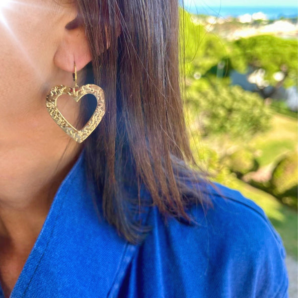 Boucles d'oreilles Coeur XL martelé