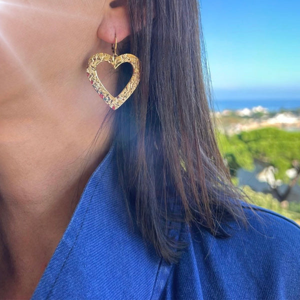Boucles d'oreilles Coeur XL martelé