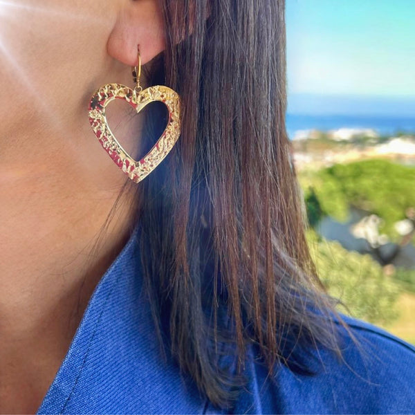Boucles d'oreilles Coeur XL martelé