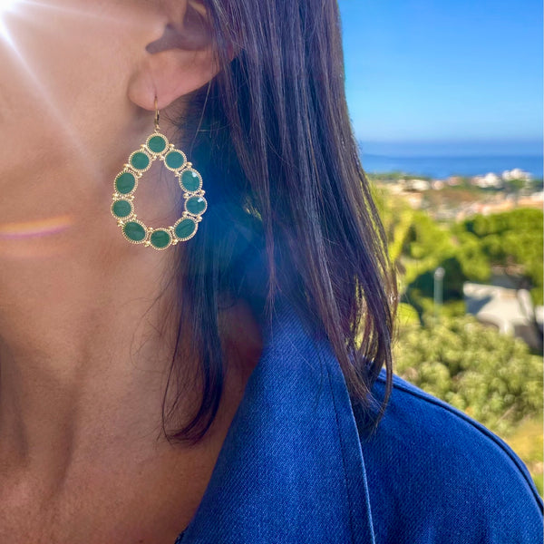 Boucles d'oreilles Gouttes avec résine époxy -vert sapin