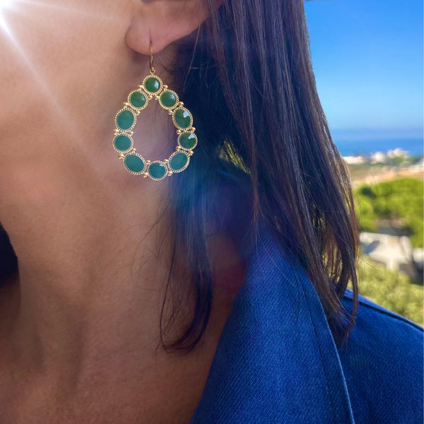 Boucles d'oreilles Gouttes avec résine époxy -vert sapin