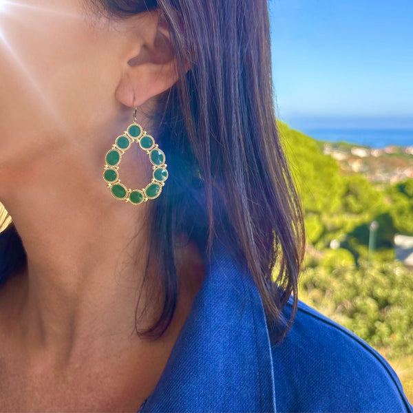 Boucles d'oreilles Gouttes avec résine époxy -vert sapin