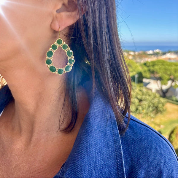 Boucles d'oreilles Gouttes avec résine époxy -vert sapin