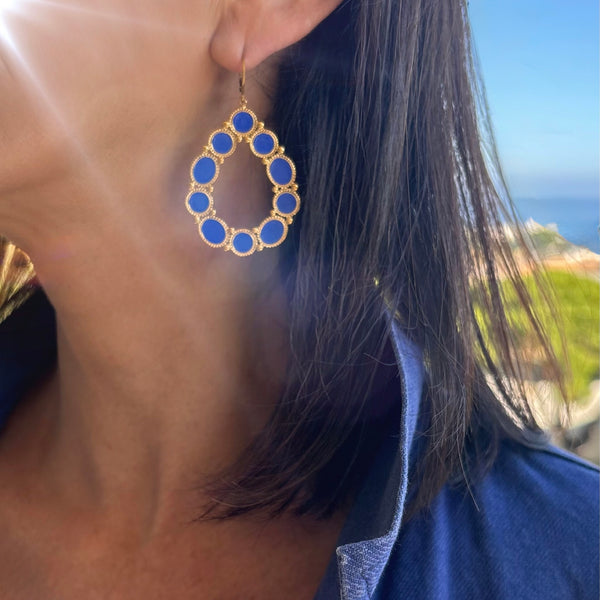 Boucles d'oreilles Gouttes avec résine époxy - Bleu foncé