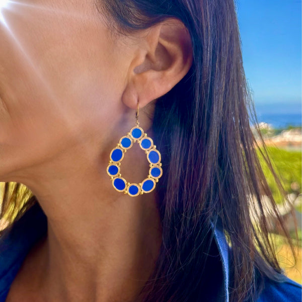 Boucles d'oreilles Gouttes avec résine époxy - Bleu foncé