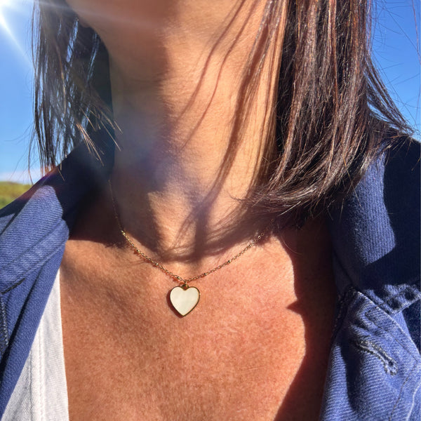 Collier Coeur nacre acier inoxydable