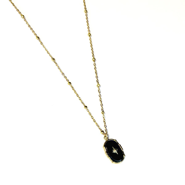 Collier Pendentif Onyx noir