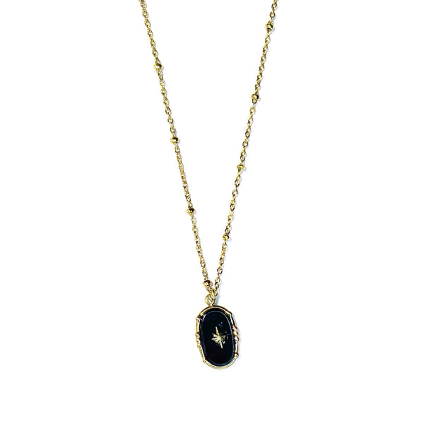 Collier Pendentif Onyx noir