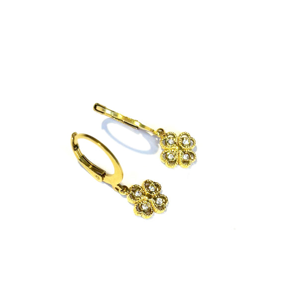 Boucles d'oreilles trèfle et strass