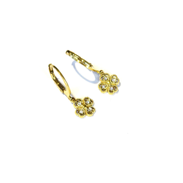 Boucles d'oreilles trèfle et strass