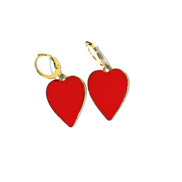 Boucles d'oreilles Coeurs rouge