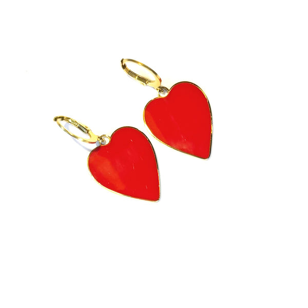 Boucles d'oreilles Coeurs rouge