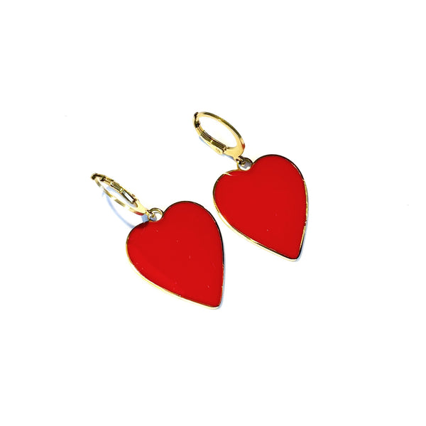 Boucles d'oreilles Coeurs rouge