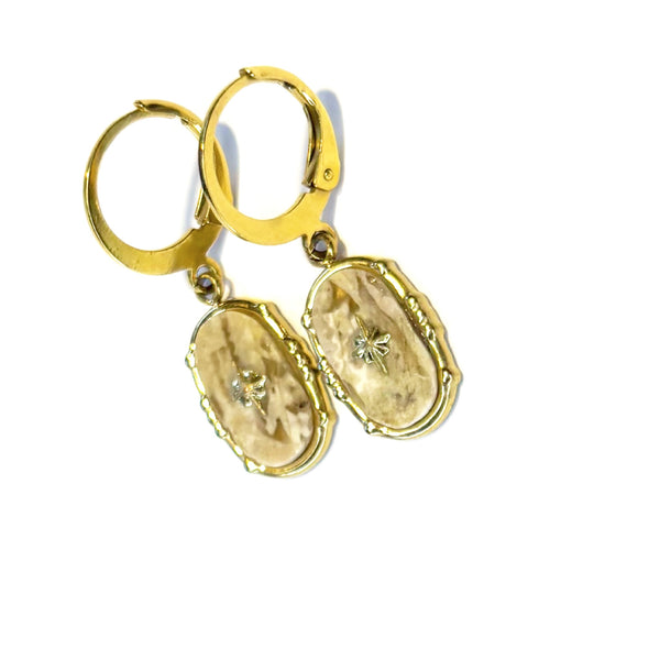 Boucles d'oreilles médaille ovale Feldspath