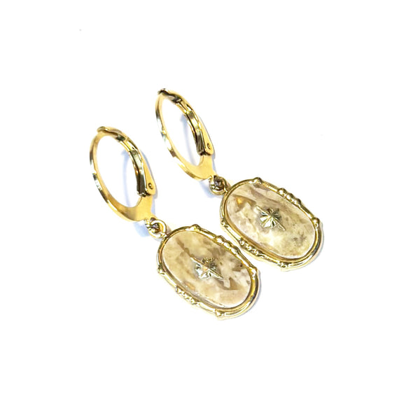 Boucles d'oreilles médaille ovale Feldspath