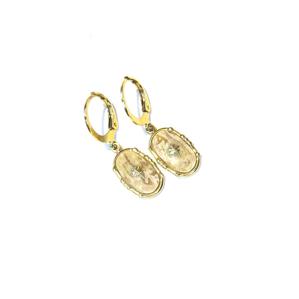 Boucles d'oreilles médaille ovale Feldspath