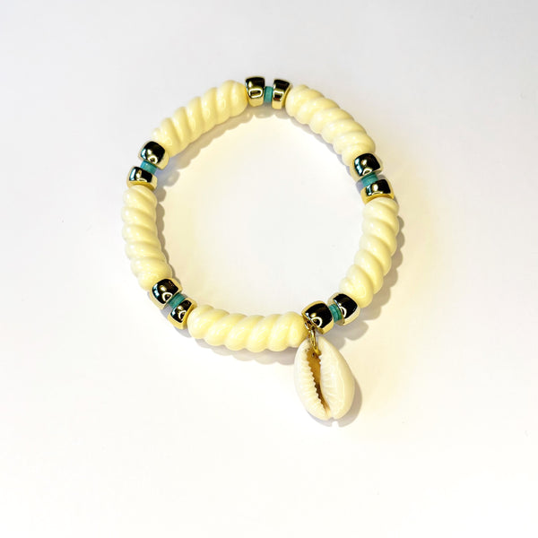 Bracelet écru doré et turquoise