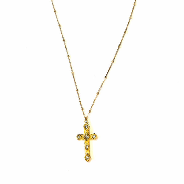 Collier Croix doré et strass