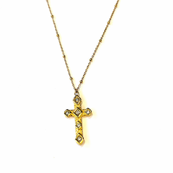 Collier Croix doré et strass