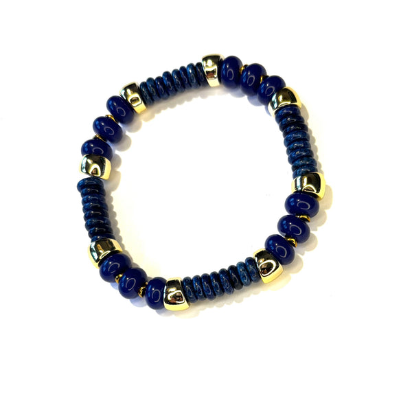 Bracelet élastique pierre naturelle marine heishi et hématite