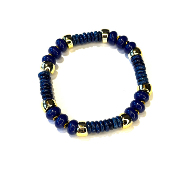 Bracelet élastique pierre naturelle marine heishi et hématite