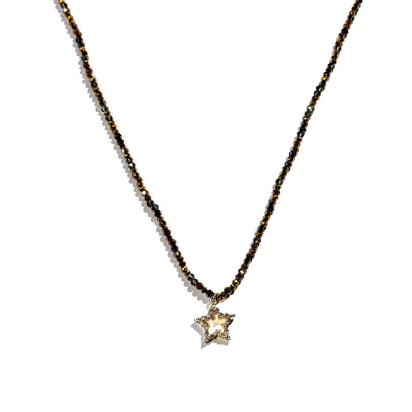 Collier perles de verre étoile strass
