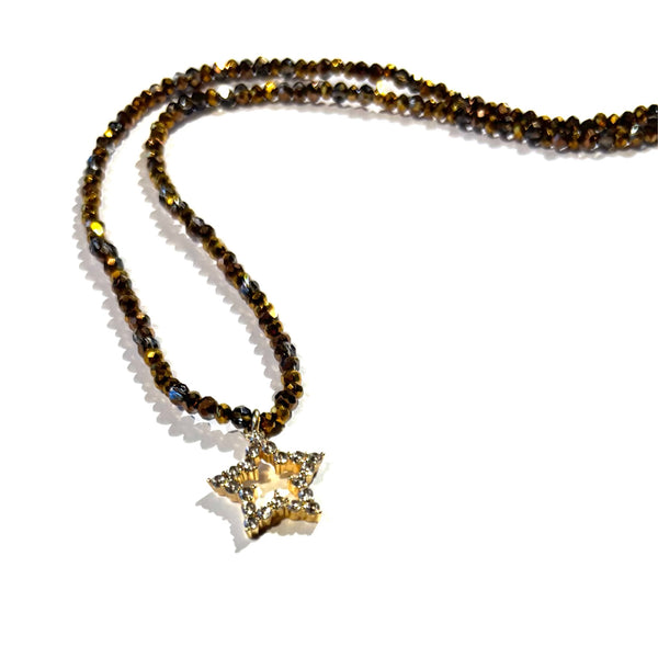 Collier perles de verre étoile strass