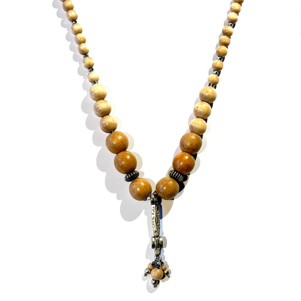 Collier bois hématites et perles argent