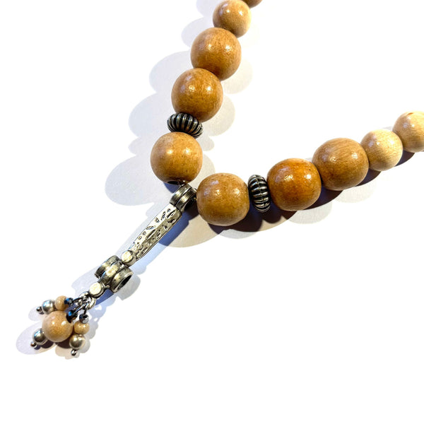 Collier bois hématites et perles argent