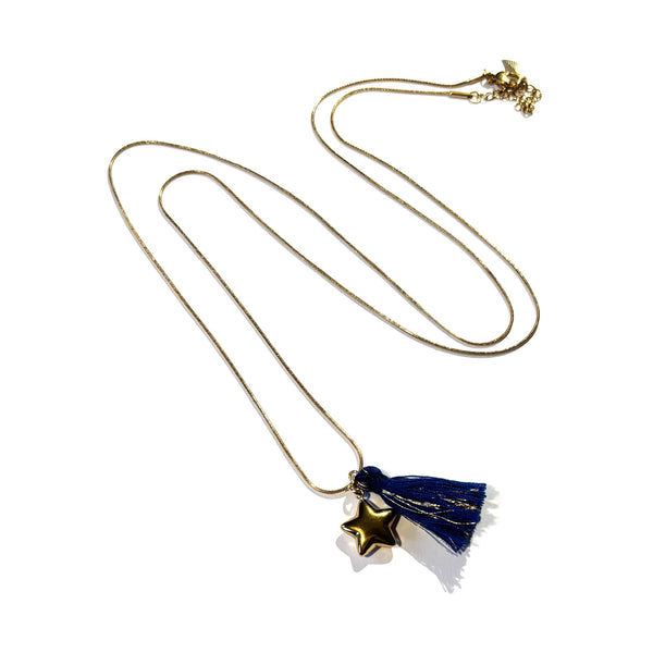 Collier long étoile et pompon