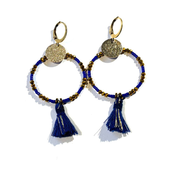 Boucles d'oreilles Pompon Marine