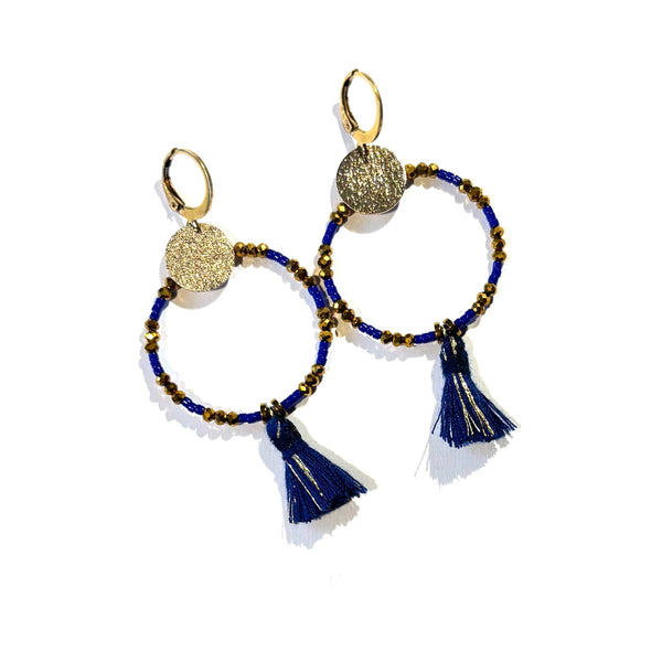 Boucles d'oreilles Pompon Marine