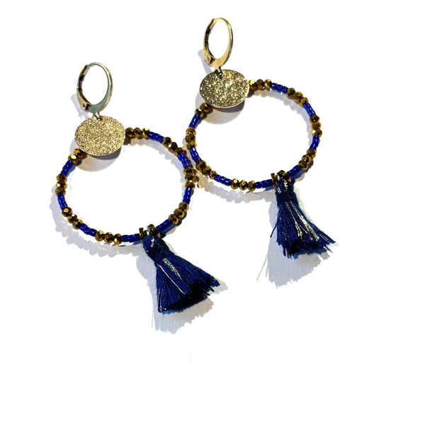 Boucles d'oreilles Pompon Marine