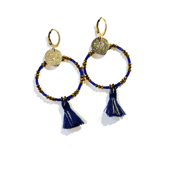 Boucles d'oreilles Pompon Marine