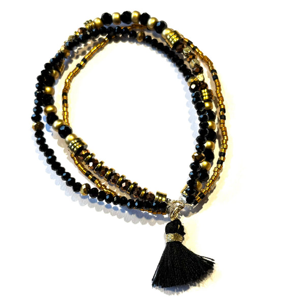 Bracelet pompon noir