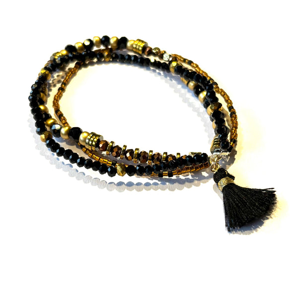 Bracelet pompon noir
