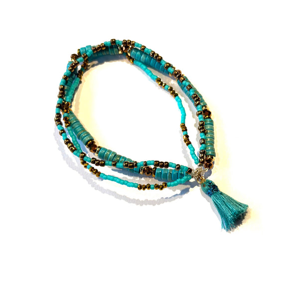Bracelet pompon turquoise