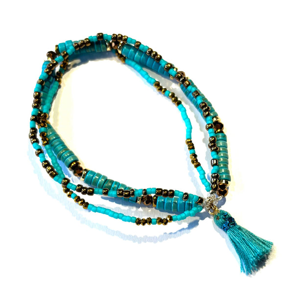 Bracelet pompon turquoise