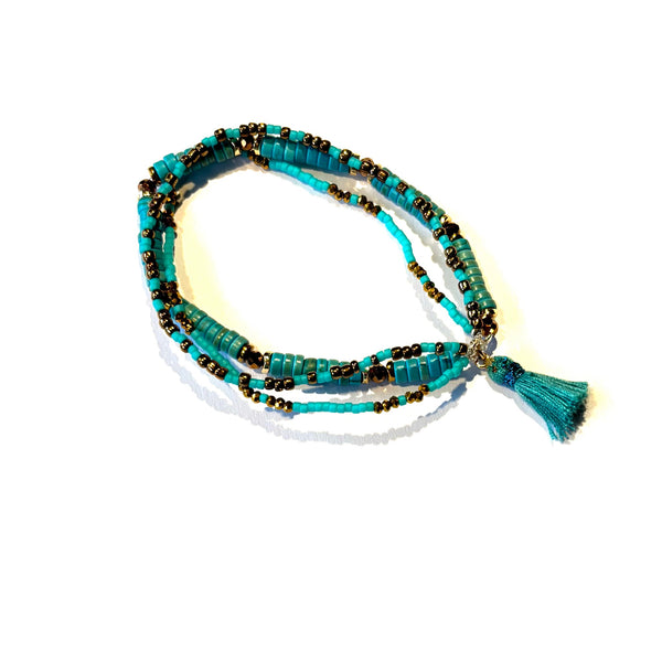 Bracelet pompon turquoise