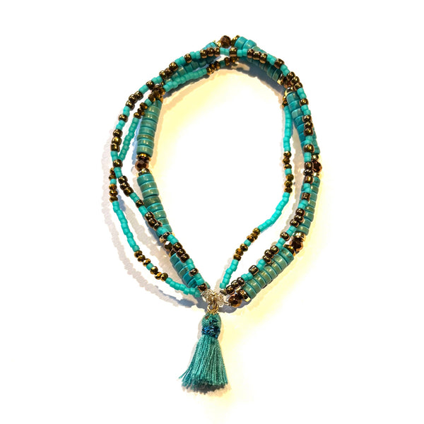 Bracelet pompon turquoise
