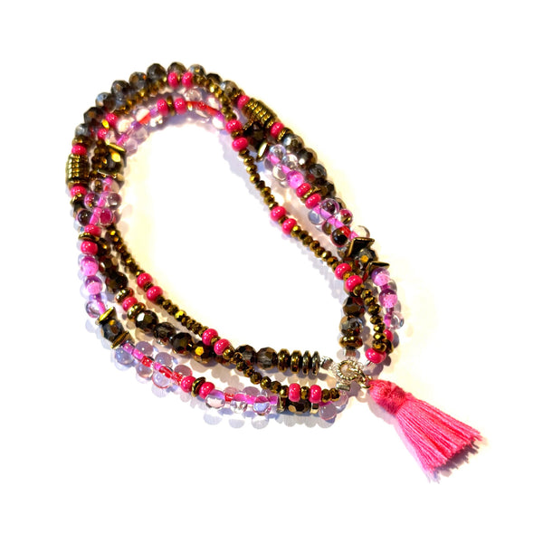 Bracelet pompon rose