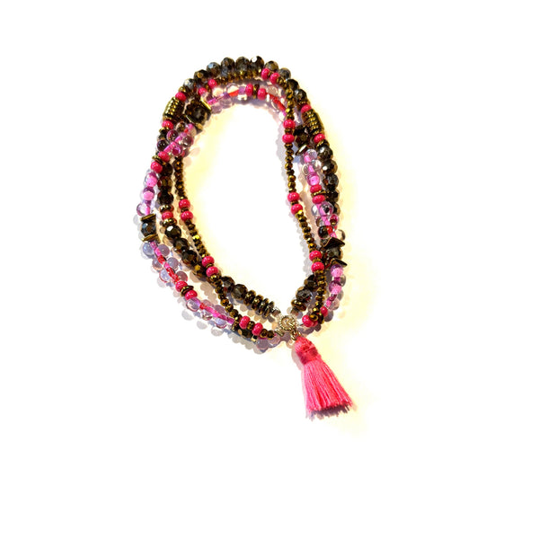 Bracelet pompon rose