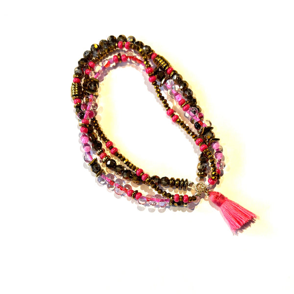 Bracelet pompon rose