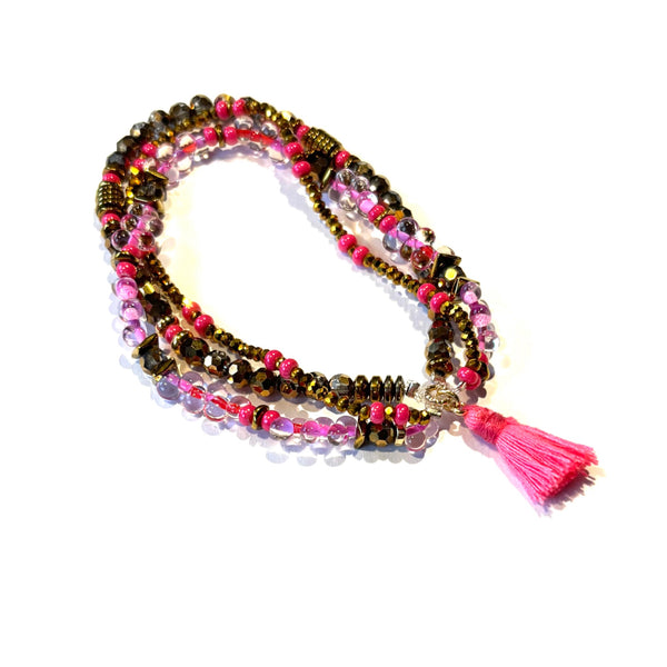 Bracelet pompon rose